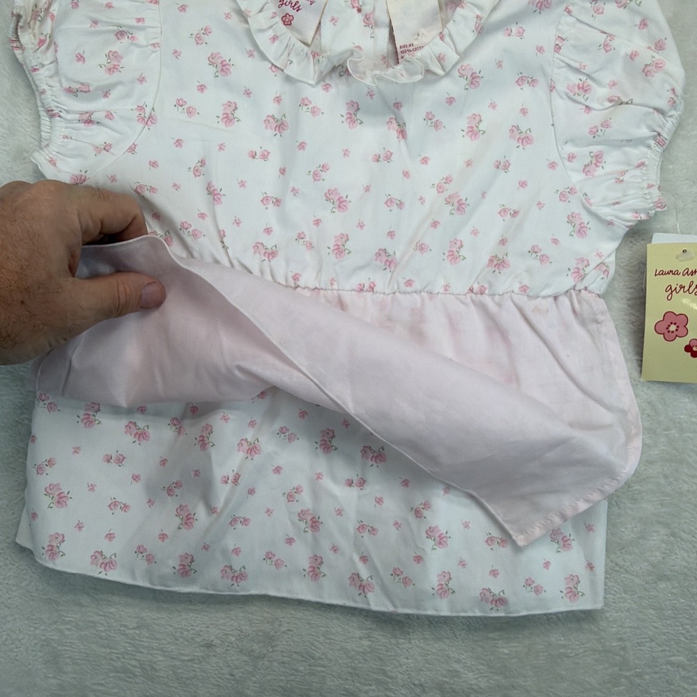 Laura Ashley Girls Floral Peplum Top 6X Pink White Ruffle NWT Cottagecore - Picture 7 of 10